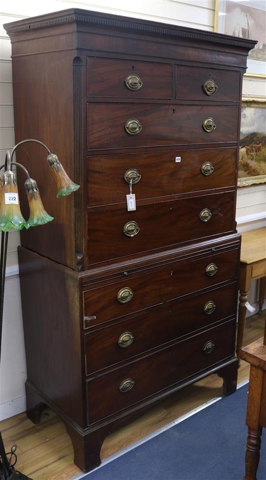 A George III mahogany chest on chest W.109cm